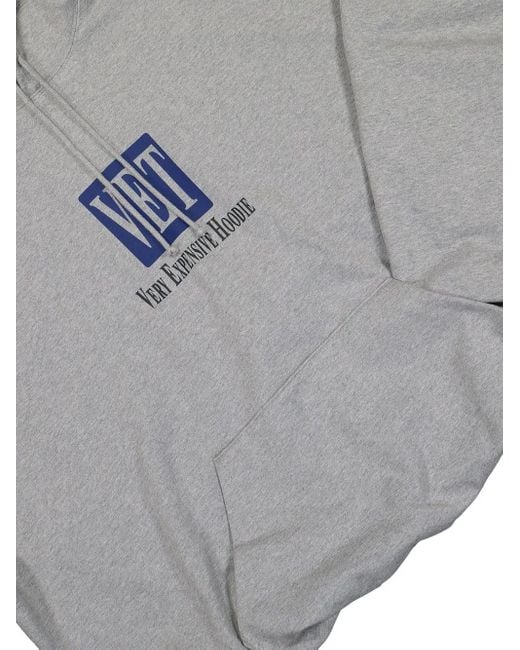 Vetements Gray Logo-Print Boxy Hoodie for men