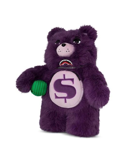 Sprayground Purple Cray Shark Plush-Bear Backpack for men