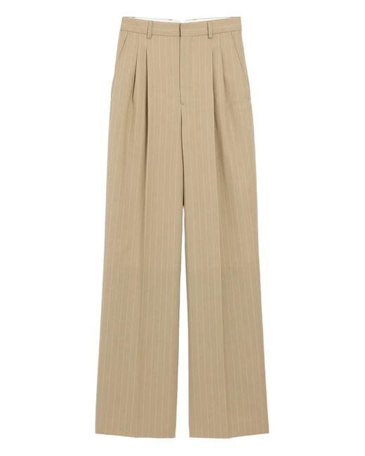 AMI Natural New Wool High Waist Wide Trousers