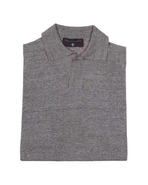 FILIPPO DE LAURENTIIS Gray Short-Sleeve Polo Shirt for men