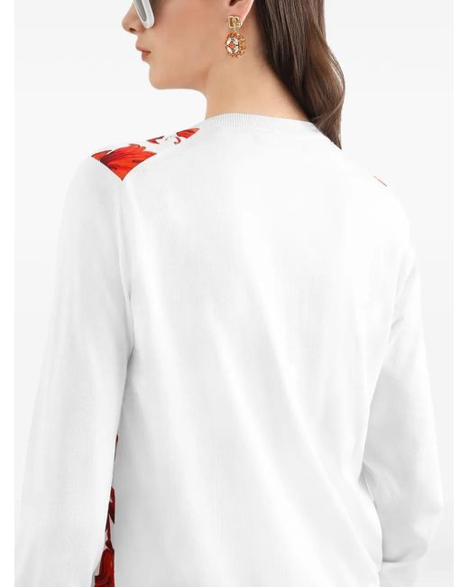 Dolce & Gabbana Red Maiolica-Print Silk And Twill Cardigan