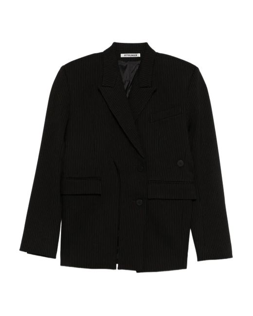 OTTOLINGER Black Pinstripe-Pattern Blazer
