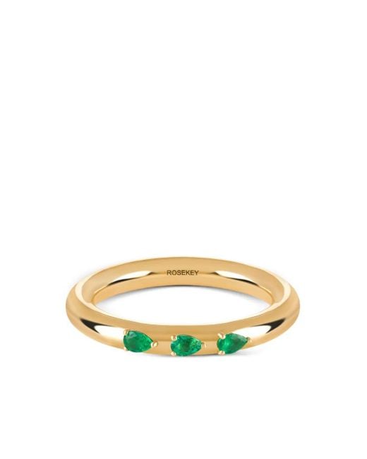 ROSEKEY Metallic 18Kt Leaves Of Grass Gelbgoldring Mit Smaragd
