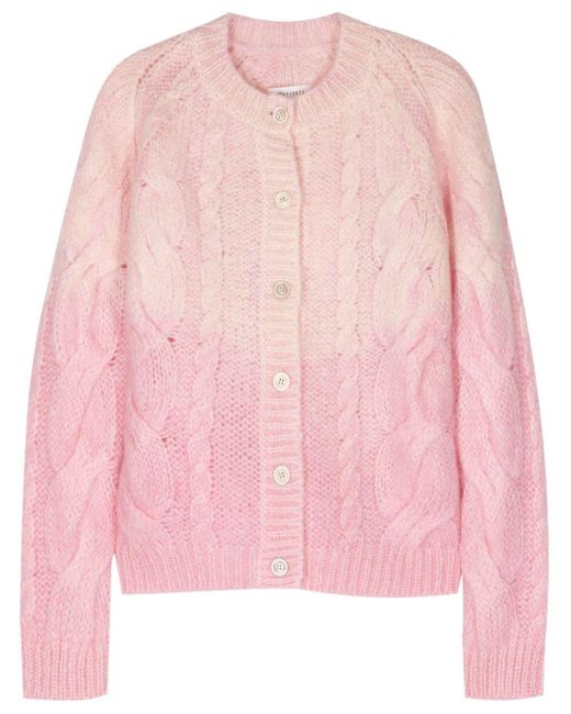 Maison Margiela Pink Ombré-effect Chunky-knit Cardigan