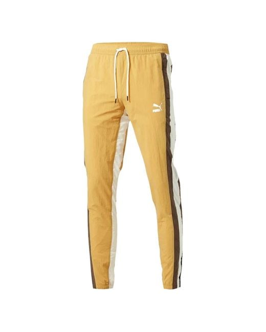 PUMA Yellow Woven Stripe Track Pants for men