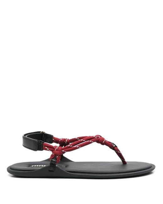 Miu Miu Brown Flat Sandal With Lace-Up Back