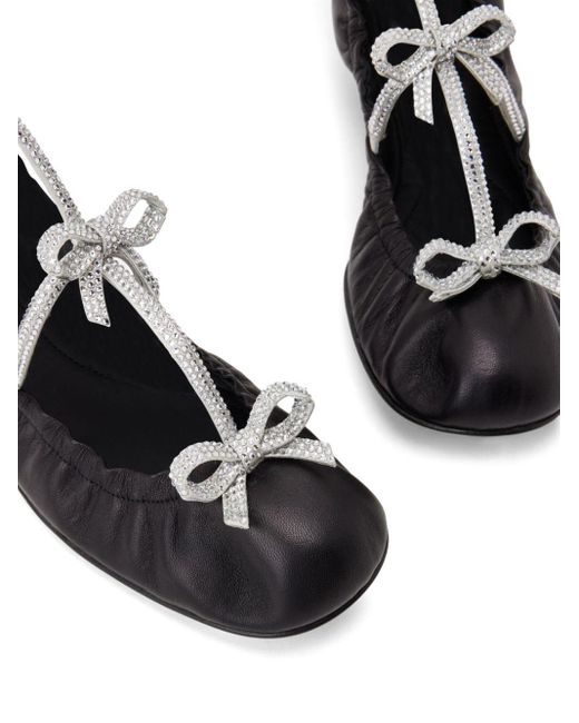 Rene Caovilla White Caterina Leather Ballerina Shoes