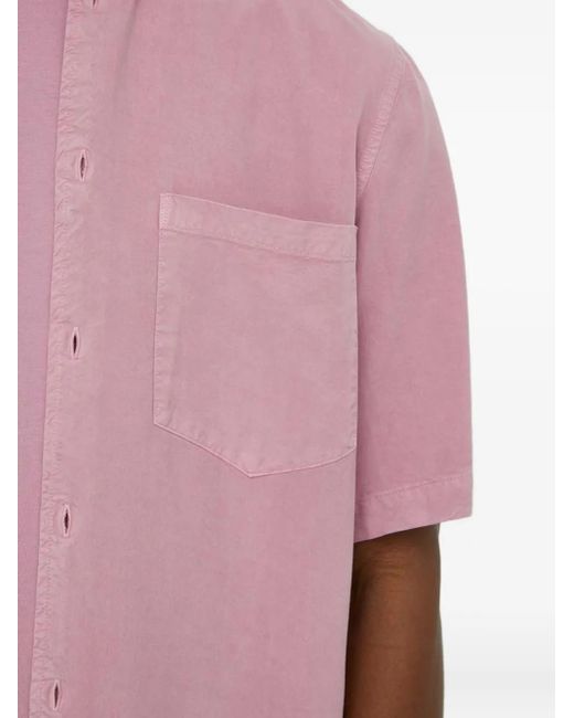 Samsøe & Samsøe Pink Chest-Pocket Short-Sleeve Shirt for men