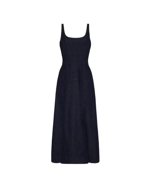 Adam Lippes Blue Veda Panelled Denim Midi Dress