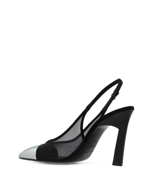 Emporio Armani Black Mesh-Panelled Cap-Toe Pumps