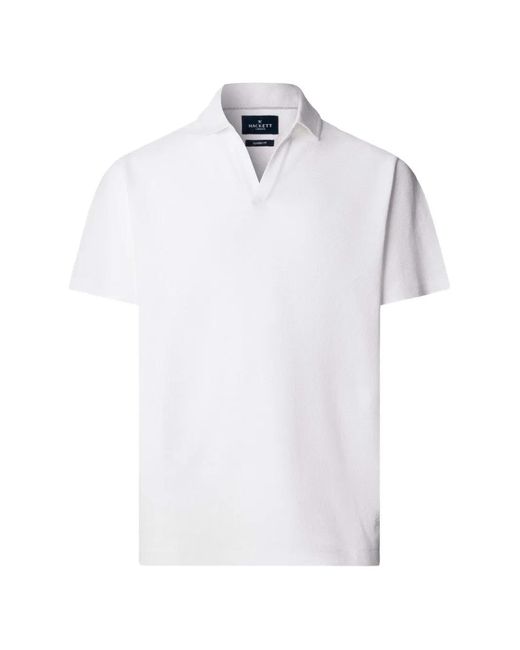 Hackett White T-Shirt En Maille Alvéolée À Col Johnny for men