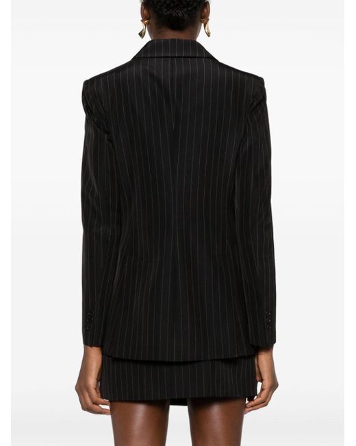 P.A.R.O.S.H. Black Double-breasted Pinstripe-pattern Blazer