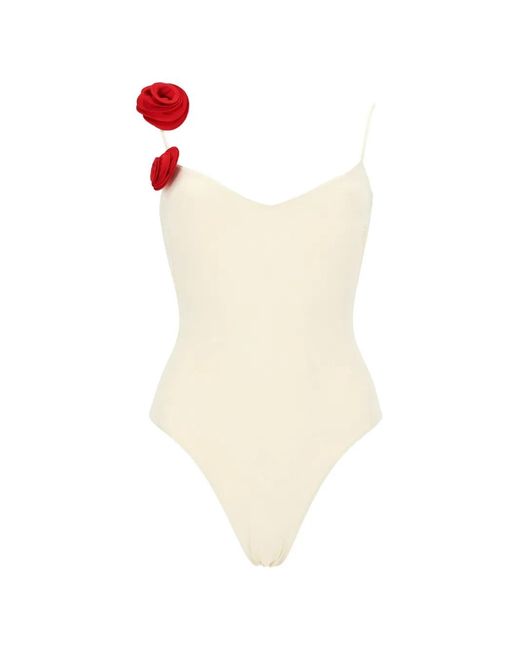 LaRevêche White Asha Floral-Appliqué Swimsuit