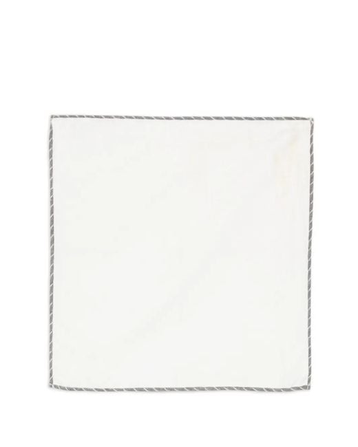 Eleventy White Contrast-Border Pocket Square for men