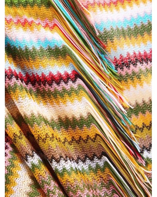 Missoni Natural Zigzag-Pattern Fringed Pareo
