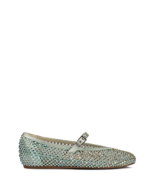 Le Silla Green Gilda Crystal-Embellished Ballerina Shoes