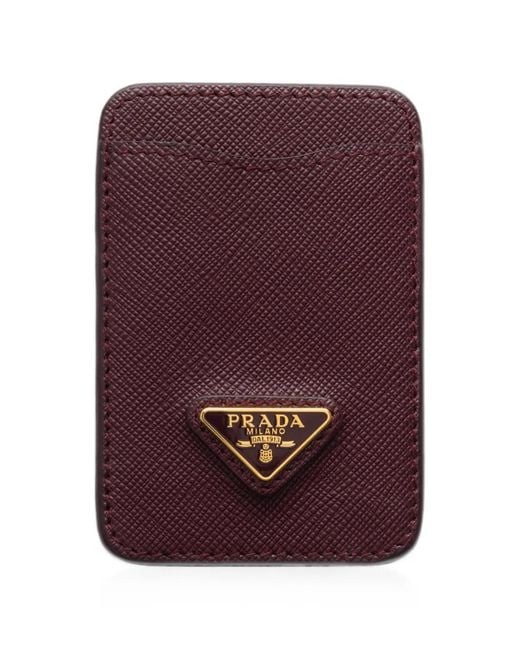 Prada Purple Saffiano-Leather Card Holder