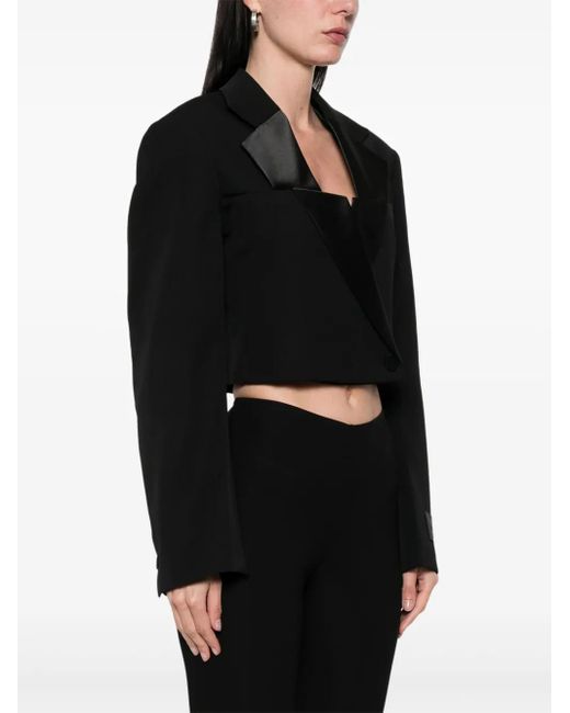 Alexander Wang Black Double-Breasted Cropped Blazer