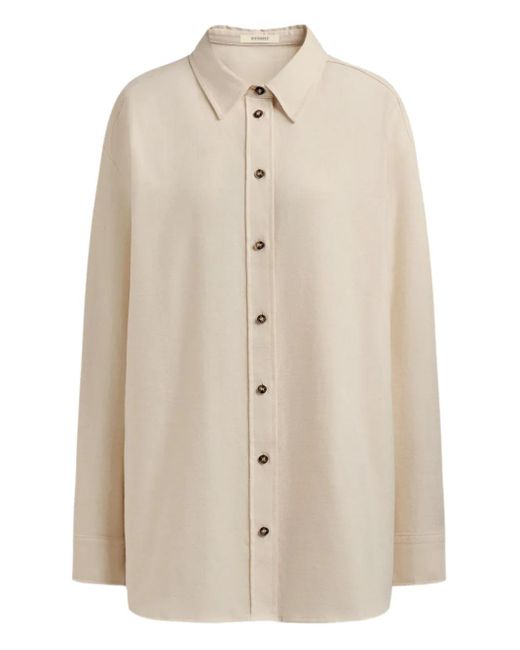 12 STOREEZ White Flannel Button-Down Shirt