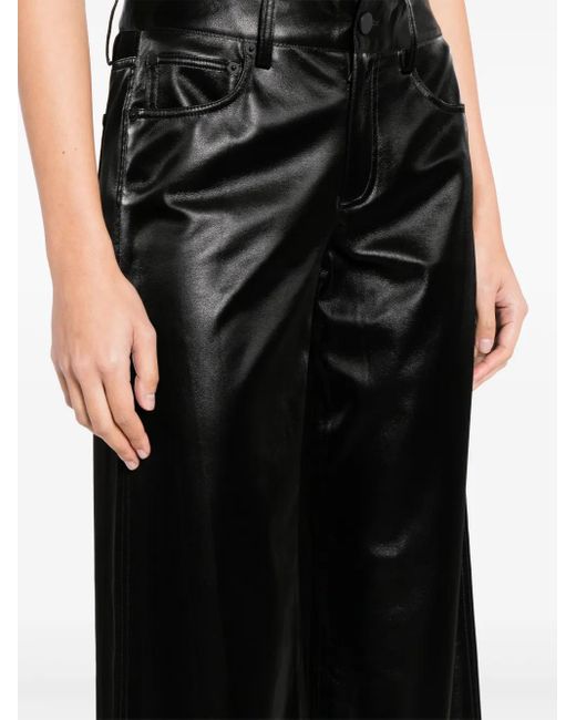 Alice + Olivia Black Trish Hose Aus Faux-Leder