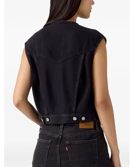 Levi's Blue Collarless Buttoned Vest