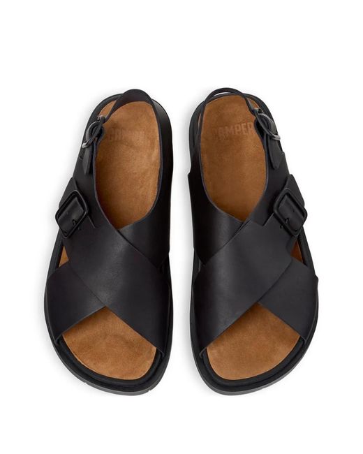 Camper Black Lluc Buckle-Strap Sandals for men