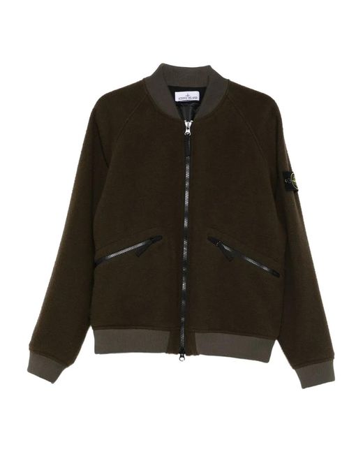 Stone Island Black Logo-Patch Bomber Jacket for men