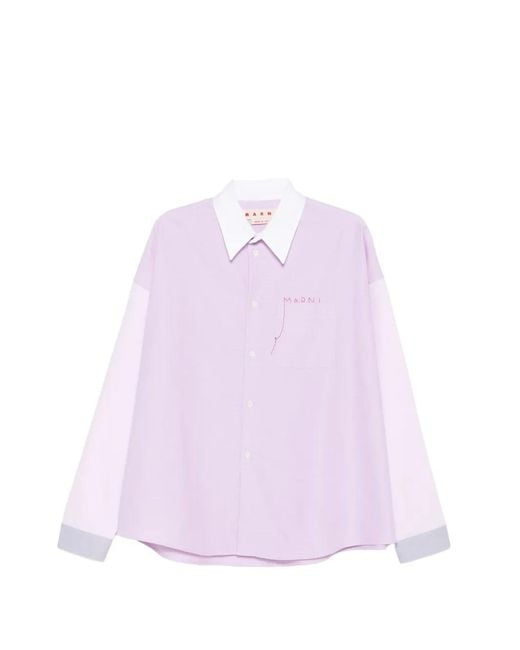 Marni Purple Colour-Block Pocket Shirt for men