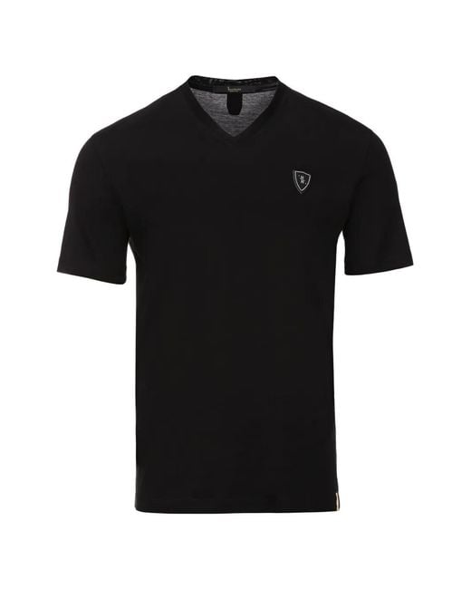 Billionaire Black Dionysos Logo-Patch V-Neck T-Shirt for men
