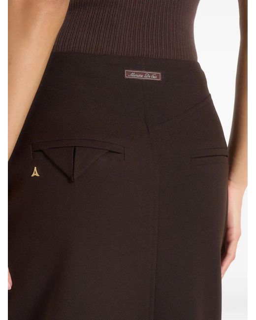 Manière De Voir Black Regine Tailored Box-Pleat Maxi Skirt