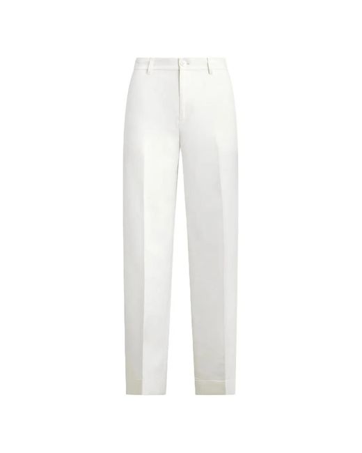 Ralph Lauren White Pleated Cropped Trousers