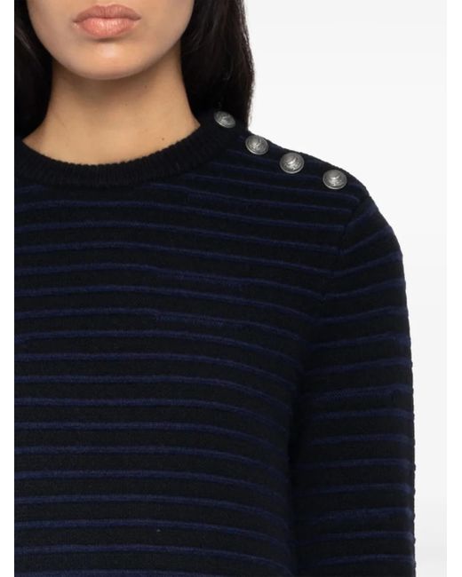 Zadig & Voltaire Blue Gestreiftes Minikleid mit Knopfdetail