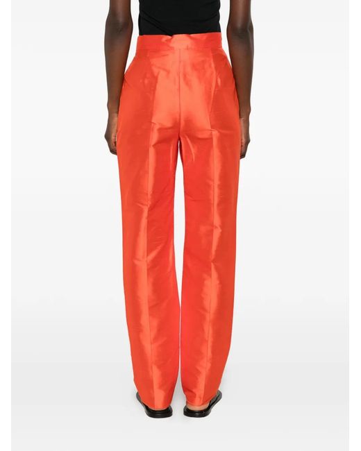 Max Mara Red Pressed-Crease Trousers