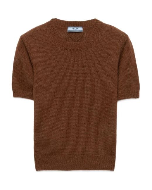 Prada Brown Gerippter Kaschmirpullover