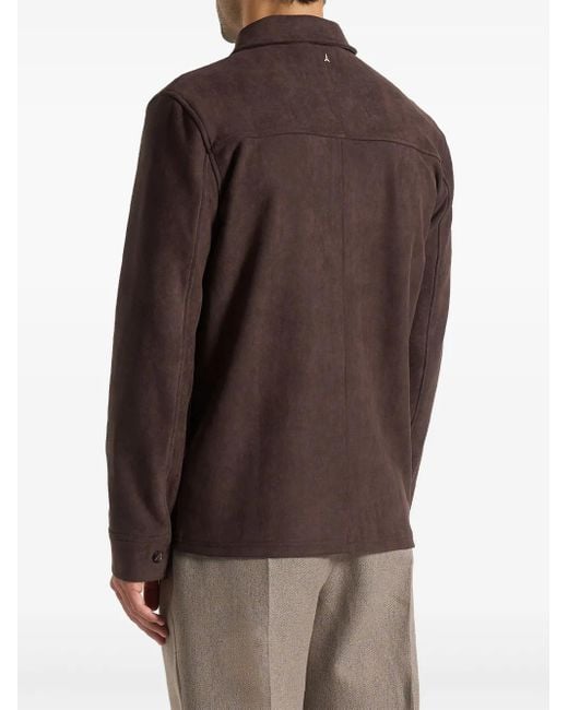Manière De Voir Brown Thomas Suede Long Sleeve Shirt for men