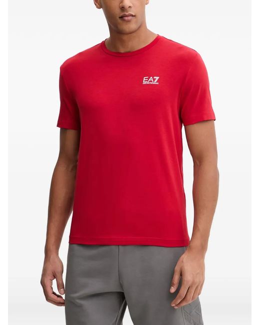 EA7 Red Logo-Print Short-Sleeve T-Shirt for men