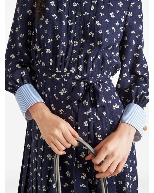 Prada Mini-jurk Met Bloemenprint in het Blue