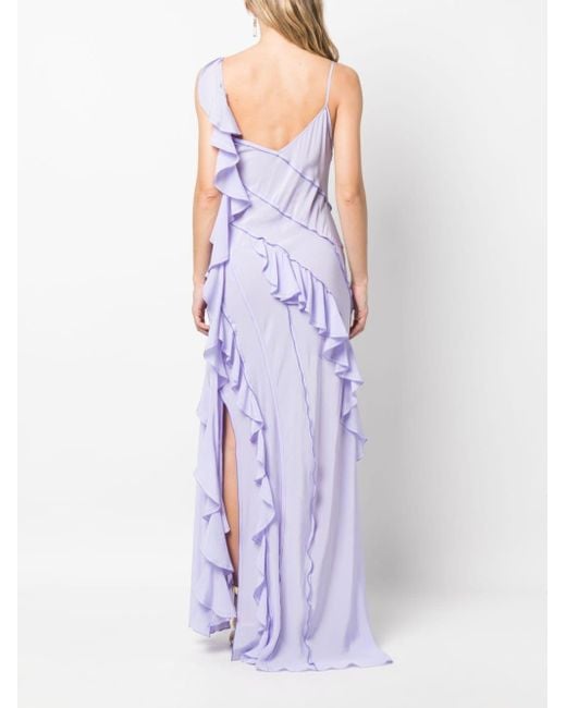 Victoria, Victoria Beckham Asymmetric Ruffled Silk Maxi Dress in Purple |  Lyst Canada