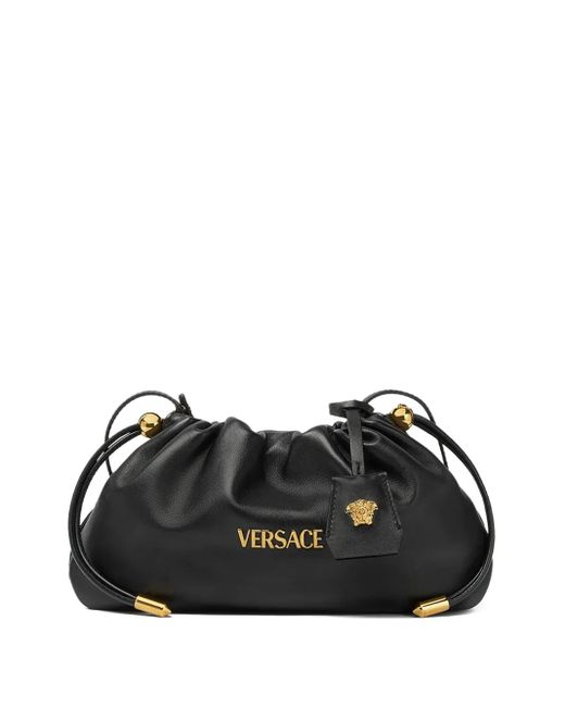 Versace Tag ドローストリング クラッチバッグ S Black