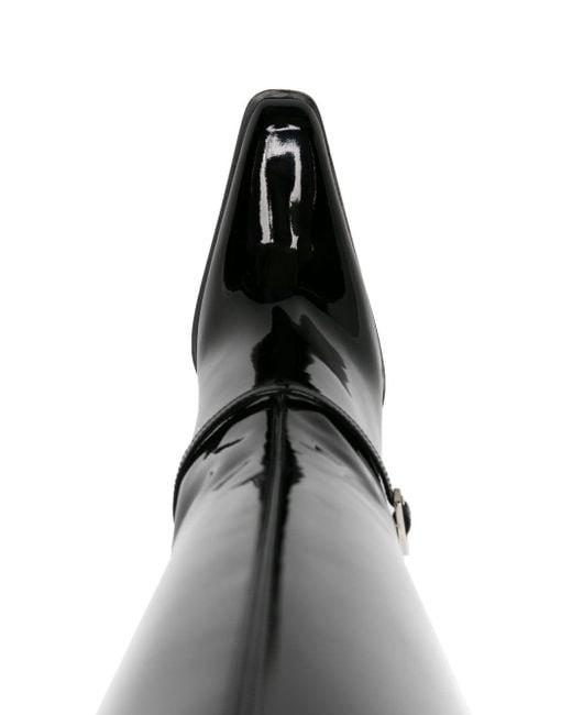 Saint Laurent Black Knee-high Patent Boots