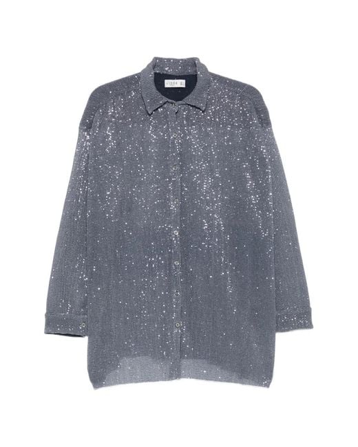 L'idée Blue La Musique Sequin-Embellished Shirt