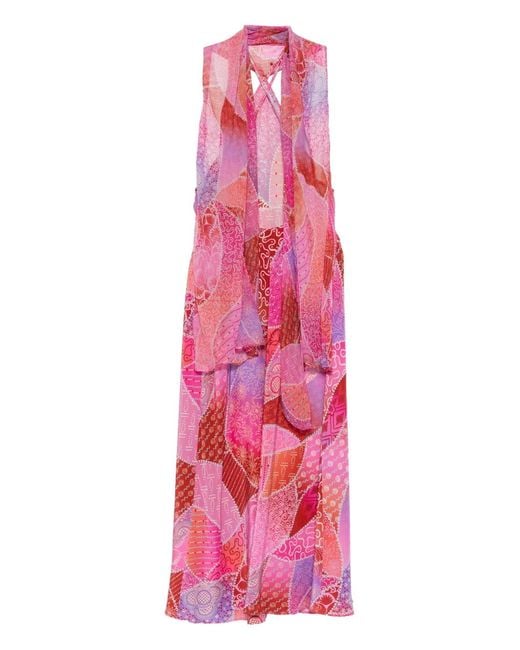 Rixo Pink Hayley Patchwork Dress