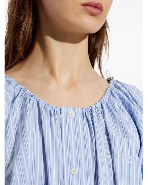 Alexander Wang Blue Striped Off-Shoulder Dress