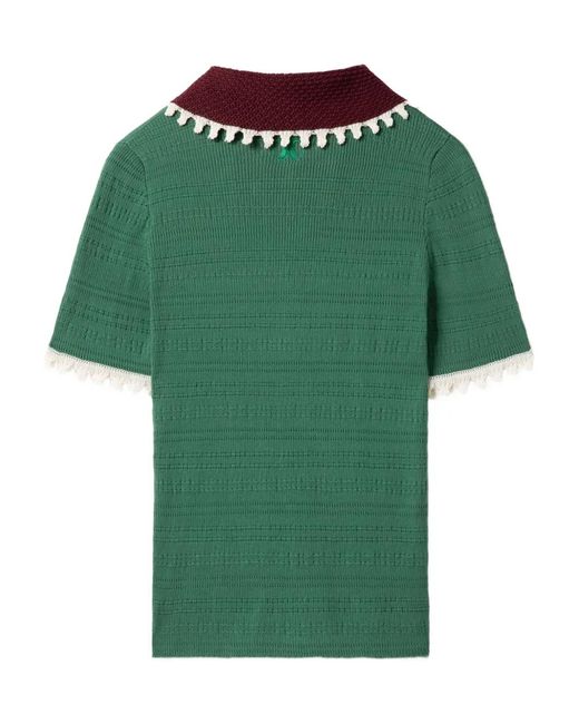 LaDoubleJ Green Scallop-Trimmed Polo Shirt