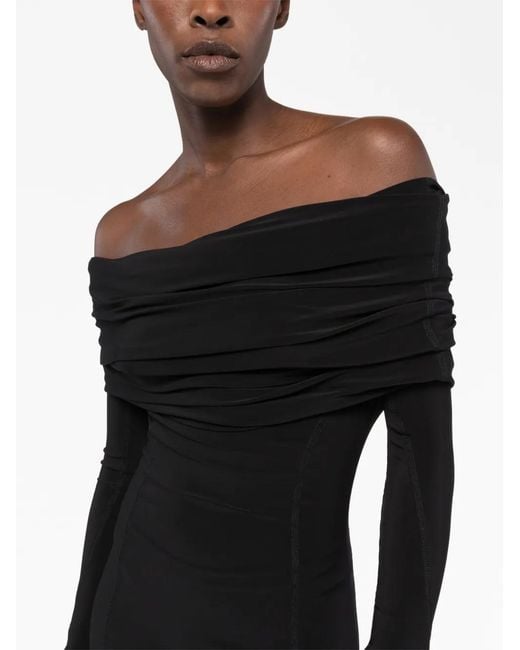 AZ FACTORY Black X Lutz Huelle Fatna Off-Shoulder Long-Sleeve Midi Dress