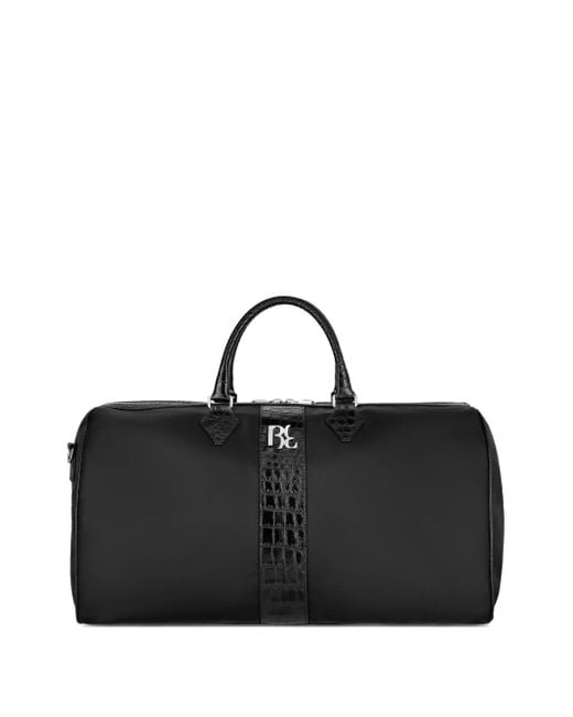 Billionaire Black Crocodile-Embossed Nylon Travel Bag for men