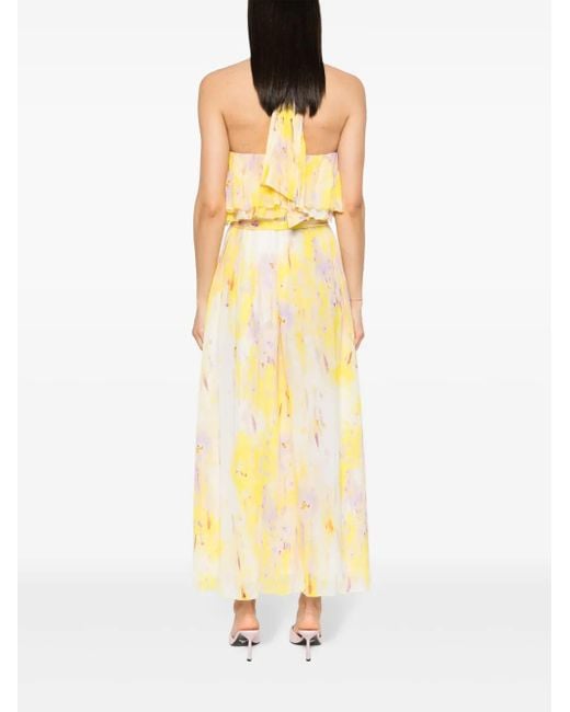 Robe Longue À Fleurs MSGM en coloris Metallic