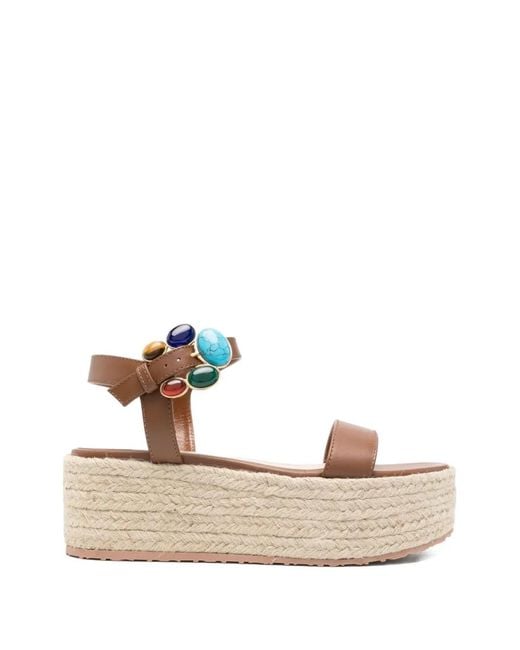 Gianvito Rossi Brown Gemstone Platform Sandals