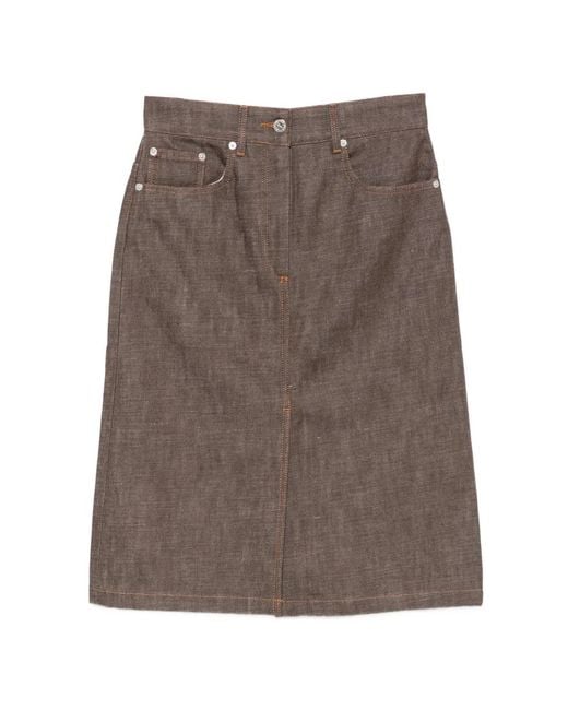 A.P.C. Brown Contrast-Stitch Five-Pocket Skirt