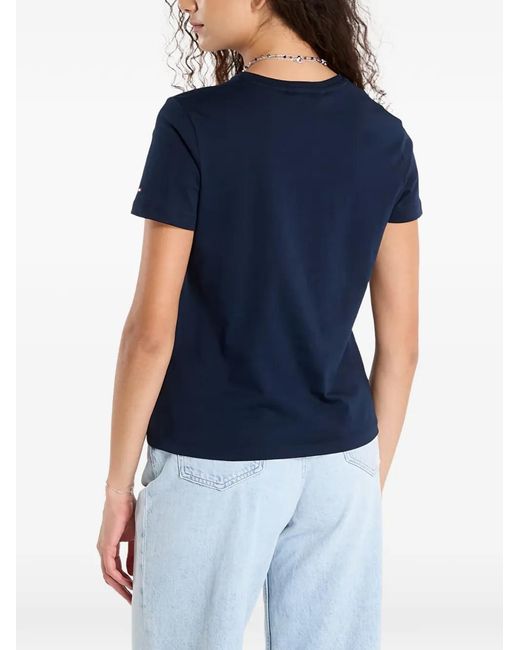 Tommy Hilfiger Blue Th Crest Embroidery Crew Neck T-Shirt